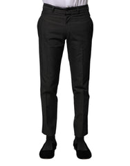 Dolce & Gabbana Graue Baumwoll-Anzughose mit Muster