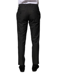 Dolce & Gabbana Graue Baumwoll-Anzughose mit Muster