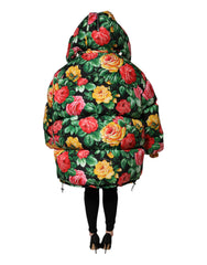 Dolce & Gabbana Bunt Geblümte Steppjacke mit Kapuze