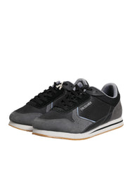 Trussardi Schwarze, graue, geschnürte Low-Top-Sneaker
