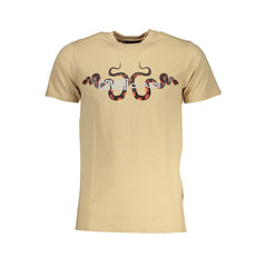 Cavalli Class Beiges Herren-T-Shirt aus Baumwolle