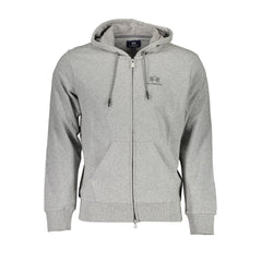 La Martina Gray Cotton Men Sweater with Hood
