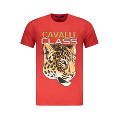 Cavalli Class Rotes Baumwoll-Herren-T-Shirt
