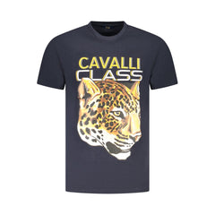 Cavalli Class Blaues Baumwoll-Herren-T-Shirt