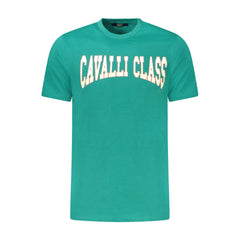 Cavalli Class Grünes Baumwoll-T-Shirt für Herren