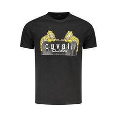 Cavalli Class Schwarzes Herren-T-Shirt aus Baumwolle