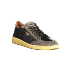 Blauer Herren-Sneaker aus schwarzem Leder