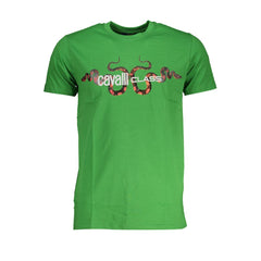 Cavalli Class Grünes Baumwoll-T-Shirt für Herren