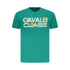 Cavalli Class Grünes Baumwoll-T-Shirt für Herren