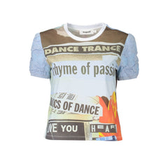 Desigual Azzurro Damen T-Shirt aus Baumwolle