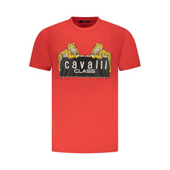 Cavalli Class Rosso Cotton Men T-Shirt