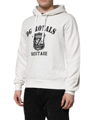 Dolce & Gabbana Weißer Kapuzenpullover aus Baumwolle mit DG ROYAL Print