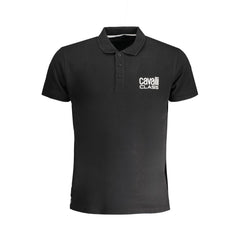 Cavalli Class Herren Polohemd aus schwarzer Baumwolle