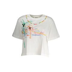 Desigual Damen-T-Shirt aus weißer Baumwolle
