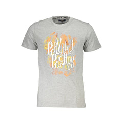 Cavalli Class Grigio Herren-T-Shirt aus Baumwolle