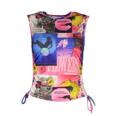 Desigual Blaues Acetat-T-Shirt für Damen