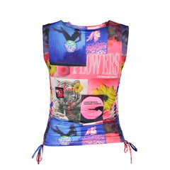 Desigual Blaues Acetat-T-Shirt für Damen