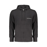 Calvin Klein Black Cotton Men Sweater with Hood and Central Pockets