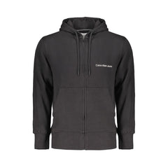 Calvin Klein Black Cotton Men Sweater with Hood and Central Pockets