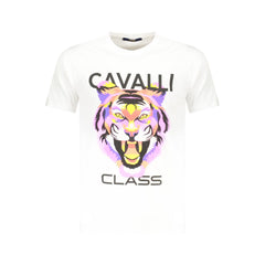 Cavalli Class White Cotton Men T-Shirt