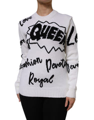 Dolce & Gabbana Pullover aus weißem Wollstrick mit Rundhalsausschnitt