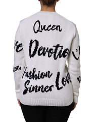 Dolce & Gabbana Pullover aus weißem Wollstrick mit Rundhalsausschnitt