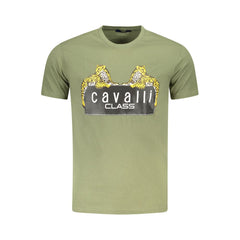 Cavalli Class Grünes Baumwoll-T-Shirt für Herren