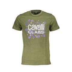 Cavalli Class Grünes Baumwoll-T-Shirt für Herren