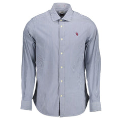 US POLO ASSN. Blaues Herrenhemd aus Baumwolle