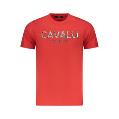 Cavalli Class Rosso Cotton Men T-Shirt