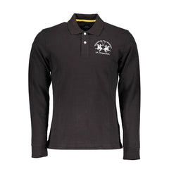 La Martina Schwarzes Herren-Poloshirt aus Baumwolle