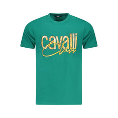 Cavalli Class Grünes Baumwoll-T-Shirt für Herren