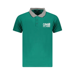 Cavalli Class Green Cotton Men Polo Shirt