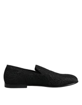Dolce & Gabbana Schwarze Jacquard Slipper Businessschuhe