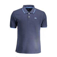 La Martina Blue Cotton Men Polo Shirt