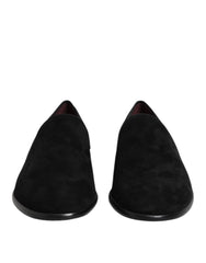 Dolce & Gabbana Black Suede Slip On Loafers Formal Shoes