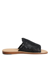Dolce & Gabbana Schwarze monochrome geflochtene Bast-Pantoletten