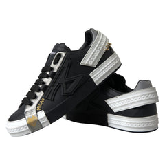 Dolce & Gabbana Schwarze Leder-Low-Top-Sneakers Portofino Schuhe