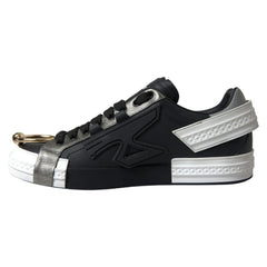 Dolce & Gabbana Schwarze Leder-Low-Top-Sneakers Portofino Schuhe
