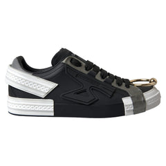 Dolce & Gabbana Schwarze Leder-Low-Top-Sneakers Portofino Schuhe