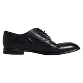 Dolce & Gabbana Dunkelblaue Leder Derby Budapester Lackschuhe