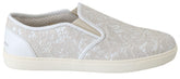 Dolce & Gabbana Witte Leren Instappers met Kant