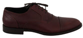 Dolce & Gabbana Rote Bordeaux Leder Derby Schnürschuhe
