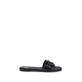 Valentino Garavani Black Calf Leather Bos Taurus Flat Sandals