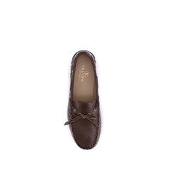 Valentino Garavani Brown Calf Leather Bos Taurus Slip-On Loafers