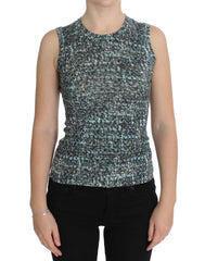 Dolce & Gabbana Blauer Wollpullover Ärmelloser Pullover