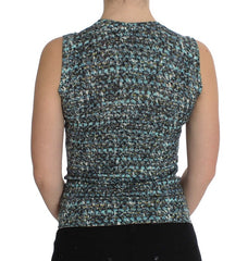 Dolce & Gabbana Blauer Wollpullover Ärmelloser Pullover