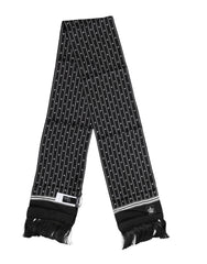 Dolce & Gabbana Schwarzer Seiden-Foulard für Herren mit Fransen und Print
