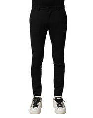 Dolce & Gabbana Zwarte Wollen Heren Skinny Mid-Waist Broek