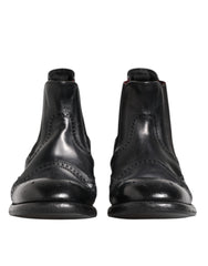 Dolce & Gabbana Schwarze Leder-Stiefeletten zum Hineinschlüpfen